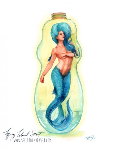 Blue Bottle Mermaid - Watercolors picture