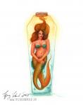 Yellow Bottle Mermaid - Watercolors