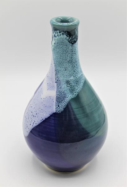 Blue, White and Teal Vase - narrow neck