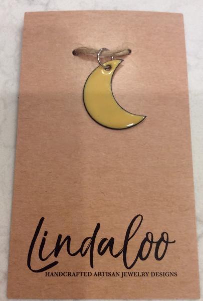 Yellow Moon Enameled Pendant