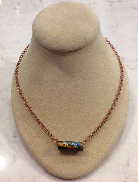 Enameled Copper Bead and Handcrafted Copper Chain