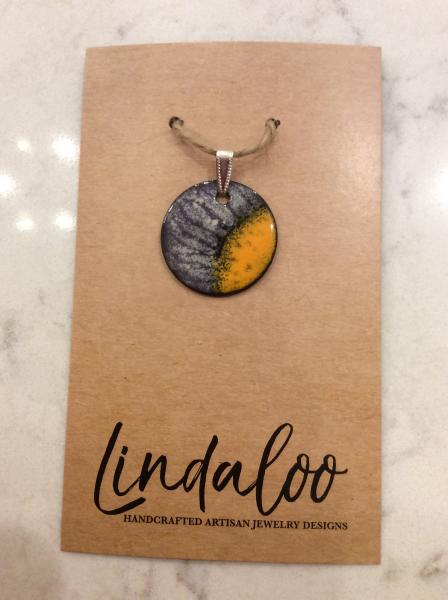 Orange Flower Enamel Pendant