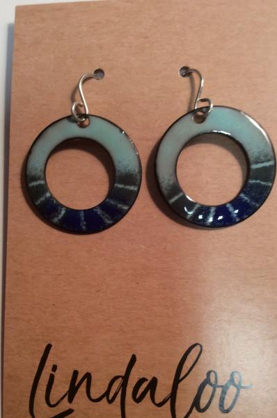 Large Ring Robins Egg Blue Enamel Earrings