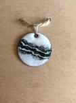 Enamel White and Black Round Pendant