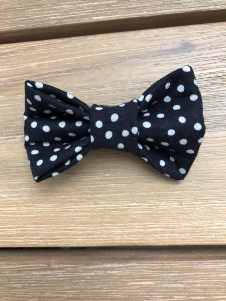 PET BOW TIE: Mini Black & White Polka Dot