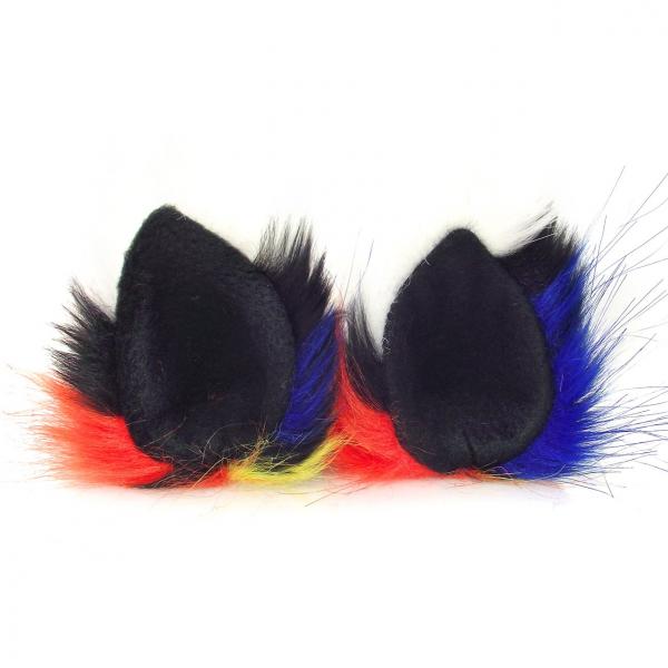 Furry Ear Clips Crazy Colorful Fur Pointed Cat Ears Costume Party Wolf Accessories picture