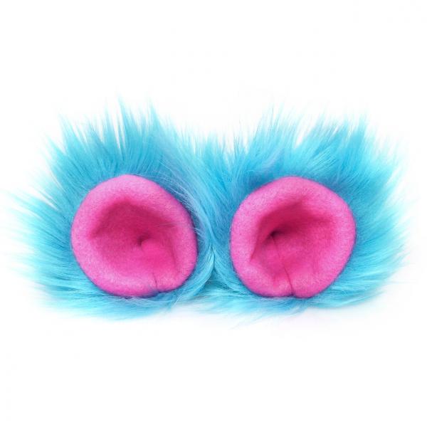 Faux Fur Party Accessory Costume Furry Ear Clips - Blue picture
