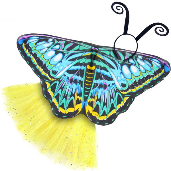 Butterfly Wings Girls Dance Outfit Kids Costume Wing Cape and Tutu