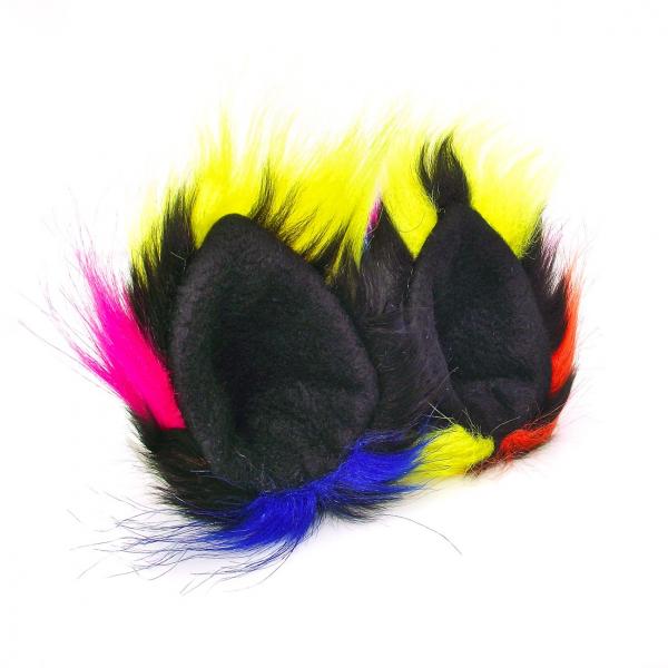 Furry Ear Clips Crazy Colorful Fur Pointed Cat Ears Costume Party Wolf Accessories picture