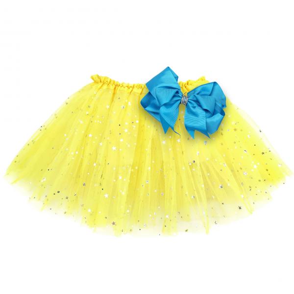 Girls Sparkle Tutu Layered Princess Ballet Skirt Yellow picture