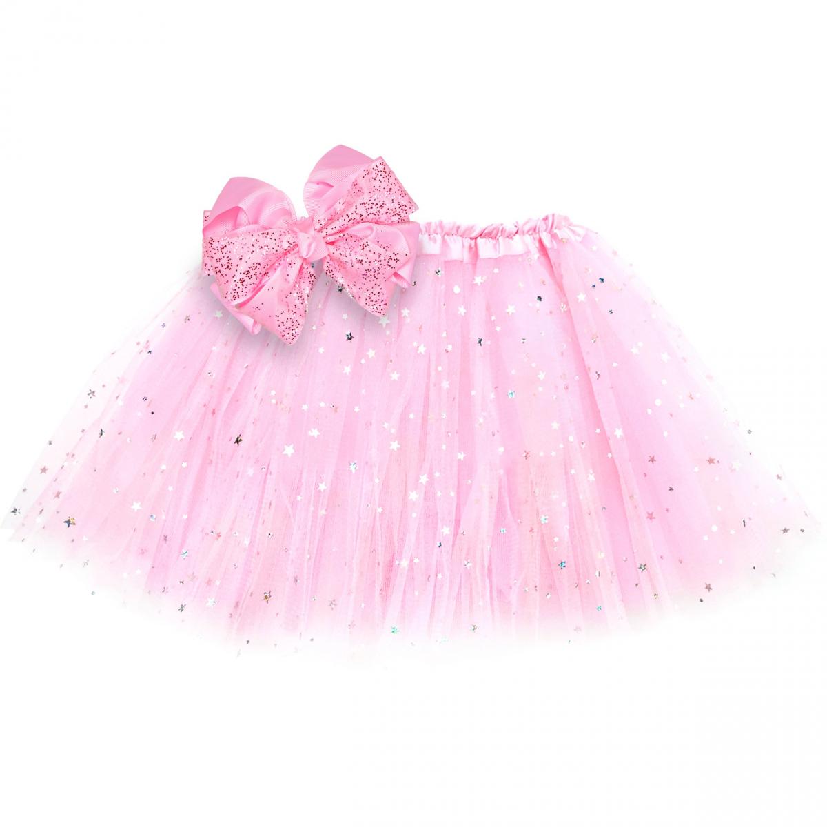 Girls Sparkle Tutu Layered Princess Ballet Skirt Light Pink picture