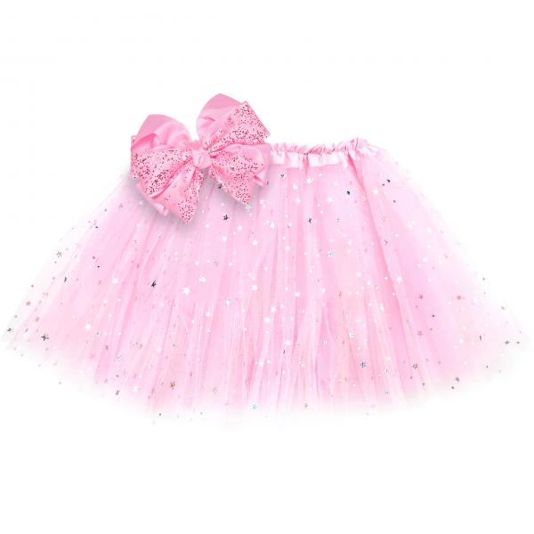 Girls Sparkle Tutu Layered Princess Ballet Skirt Light Pink picture