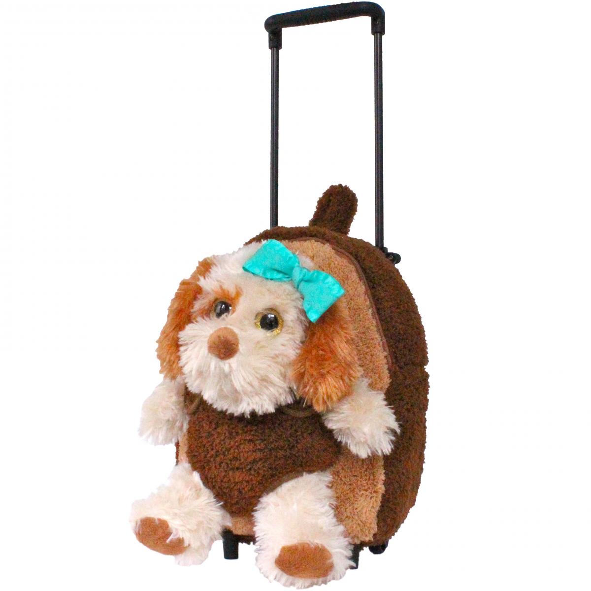 Roller Bag Kids Rolling Backpack Luggage with Removable Plush Stuffed Animal Dog picture