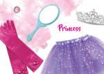 Childrens Fairy Princess Box with Feather Boa Gloves Tiara and Magic Mirror