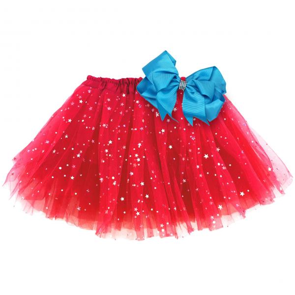 Girls Sparkle Tutu Layered Princess Ballet Skirt Red picture