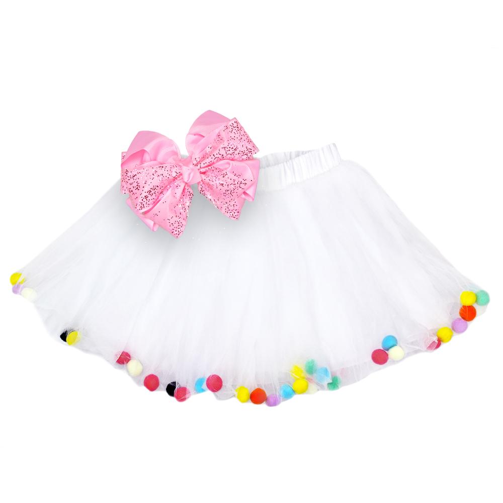 Pom Pom Tutus Girls Photo Prop Birthday Party Tutu Skirt with Bow picture