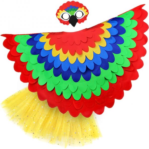 Bird Cape Girls Bird Cape Kids Parrot Costume with Parrot Wings Mask and Tutu picture