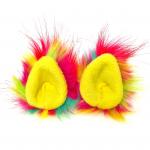 Faux Fur Party Accessory Costume Furry Ear Clips - Multicolor Pink