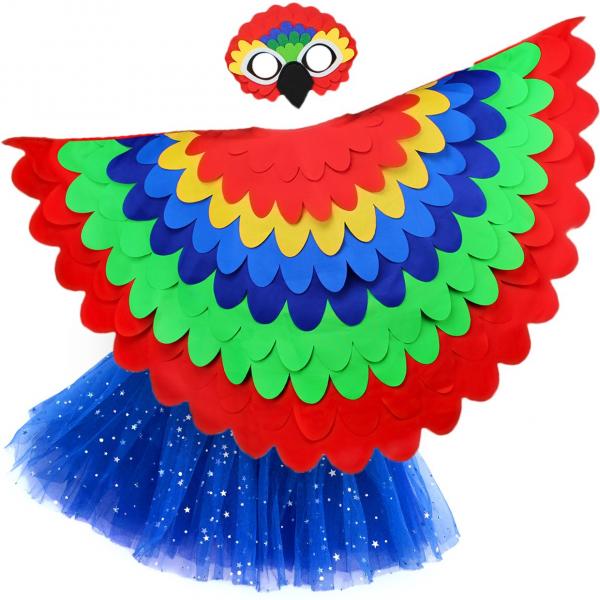 Bird Cape Girls Bird Cape Kids Parrot Costume with Parrot Wings Mask and Tutu picture