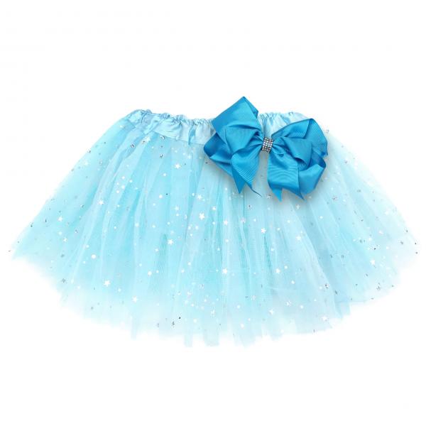 Girls Sparkle Tutu Layered Princess Ballet Skirt Ice Blue picture