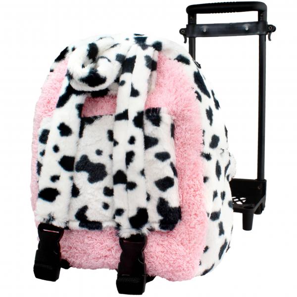 Roller Bag Kids Rolling Backpack Luggage with Removable Plush Stuffed Animal Cow picture