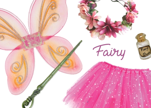 Childrens Fairy Costume Box with Wings Tutu Wand Flower Crown and Pixie Dust picture