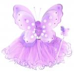Girls Purple Butterfly Costume Fairy Wing Set with Sparkle Wings Tutu and Wand