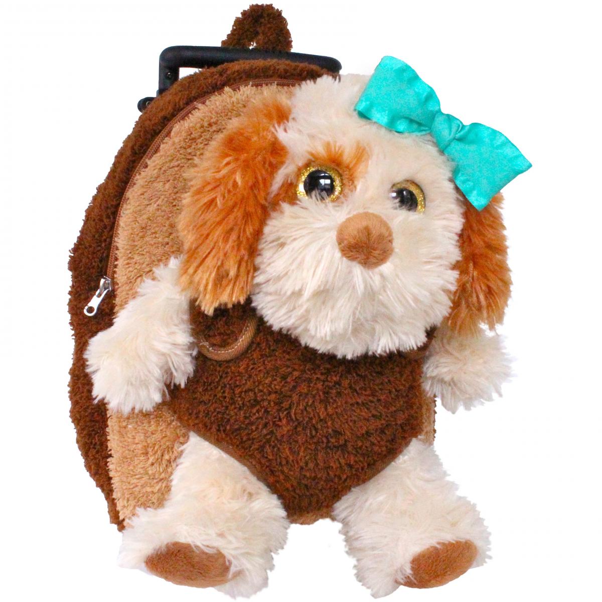 Roller Bag Kids Rolling Backpack Luggage with Removable Plush Stuffed Animal Dog picture