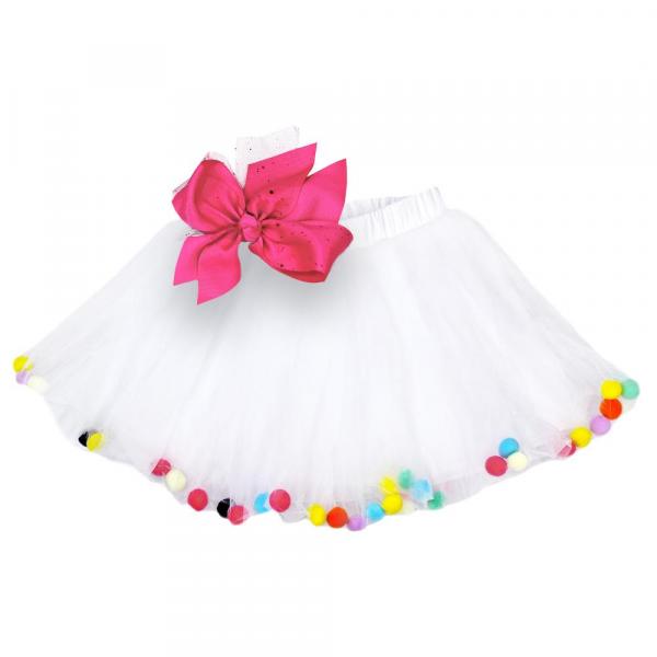 Pom Pom Tutus Girls Photo Prop Birthday Party Tutu Skirt with Bow picture