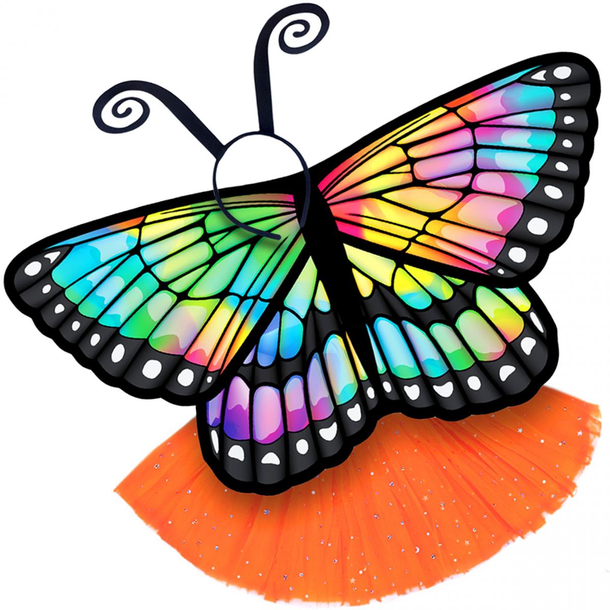 Butterfly Wings Girls Dance Outfit Kids Costume Wing Cape and Tutu picture