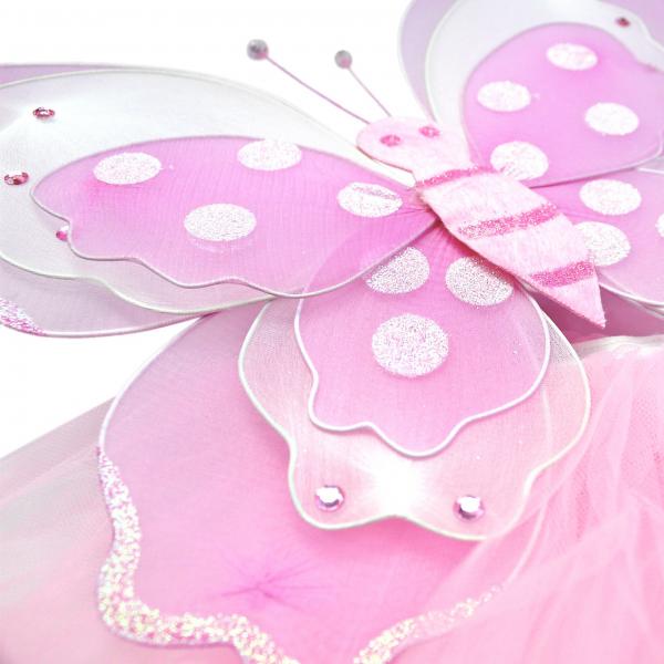 Girls Pink Butterfly Costume Fairy Wing Set with Sparkle Wings Tutu and Wand picture
