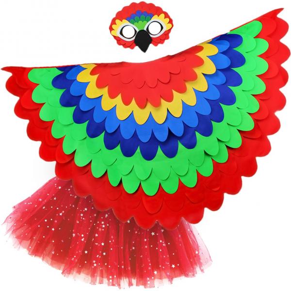 Bird Cape Girls Bird Cape Kids Parrot Costume with Parrot Wings Mask and Tutu picture