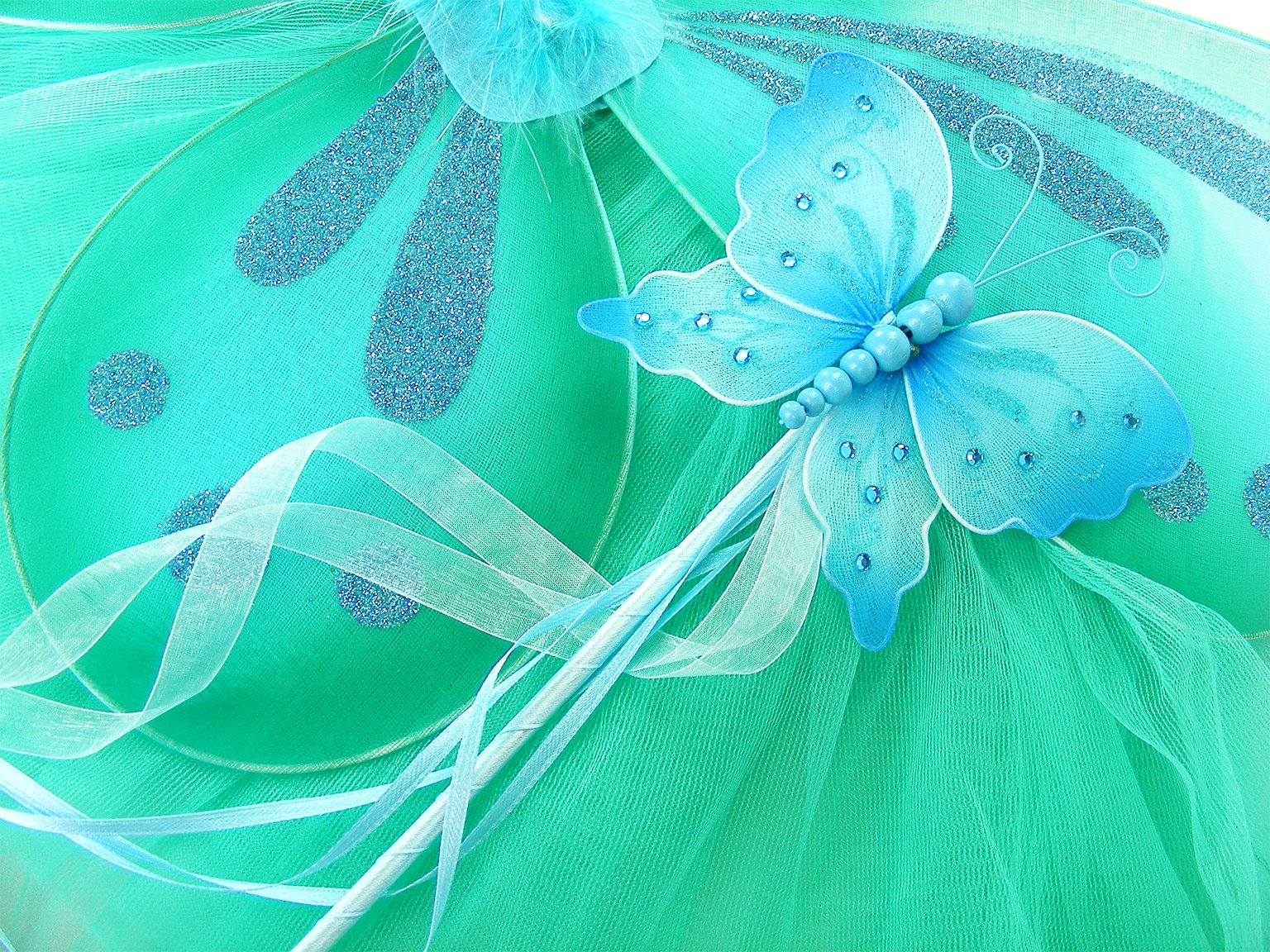 Girls 3 Piece Butterfly Costume Fairy Wing Set with Sparkle Wings Tutu and Wand picture