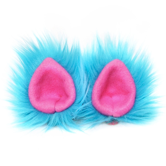 Faux Fur Party Accessory Costume Furry Ear Clips - Blue picture