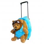 Roller Bag Kids Rolling Backpack Luggage with Removable Plush Stuffed Animal Aviator Bear