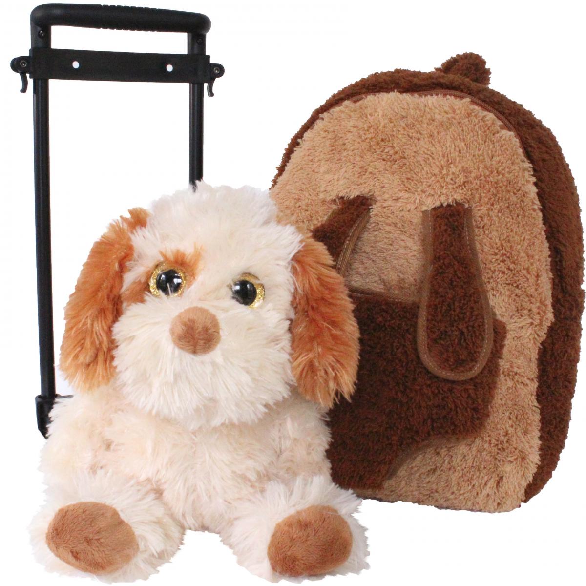 Roller Bag Kids Rolling Backpack Luggage with Removable Plush Stuffed Animal Dog picture