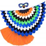 Bird Cape Girls Blue Owl Cape Kids Bird Costume with Owl Wings Mask and Tutu