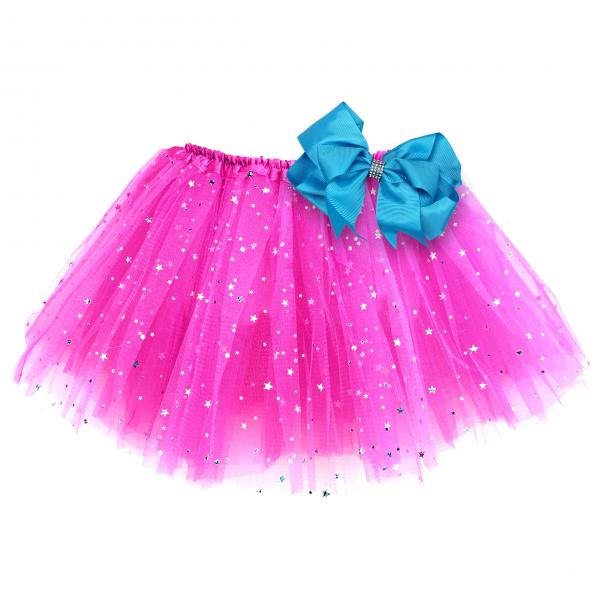 Girls Sparkle Tutu Layered Princess Ballet Skirt Hot Pink picture