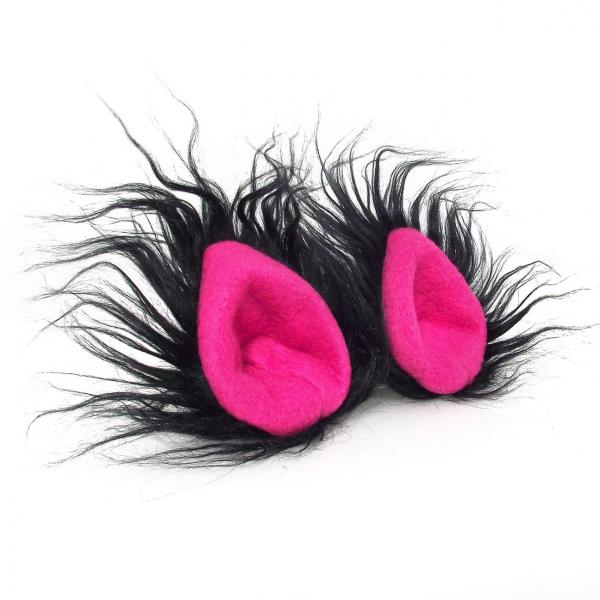 Natural Black Furry Pointed Cat Ears Animal Costume Accessories Cosplay Wolf Ear Clips picture