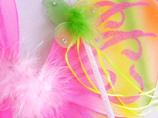 Girls Neon Butterfly Costume Fairy Wing Set with Sparkle Wings Tutu and Wand picture