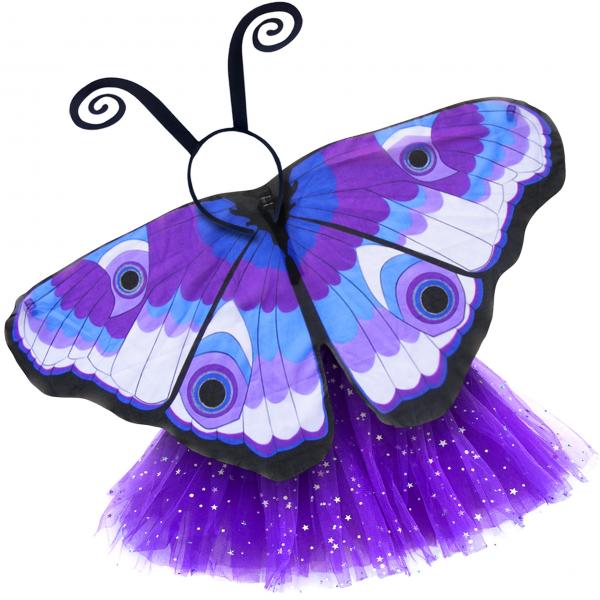 Butterfly Wings Girls Dance Outfit Kids Costume Wing Cape and Tutu picture