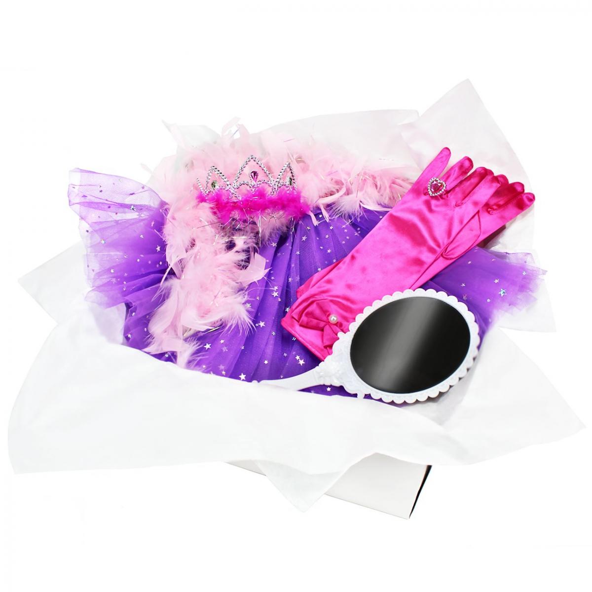 Childrens Fairy Princess Box with Feather Boa Gloves Tiara and Magic Mirror picture