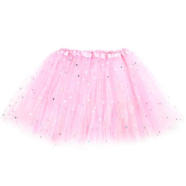 Girls Sparkle Tutu Layered Princess Ballet Skirt Light Pink picture