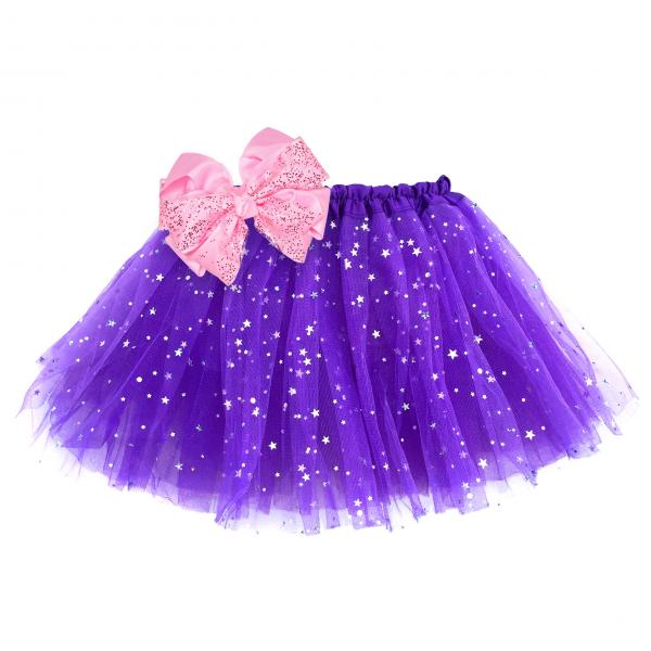 Girls Sparkle Tutu Layered Princess Ballet Skirt Purple picture