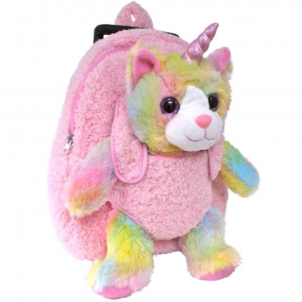 Roller Bag Kids Rolling Backpack Luggage with Removable Plush Stuffed Animal Unicorn Kitty Unicat picture