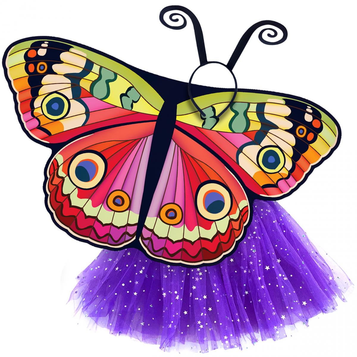 Butterfly Wings Girls Dance Outfit Kids Costume Wing Cape and Tutu picture