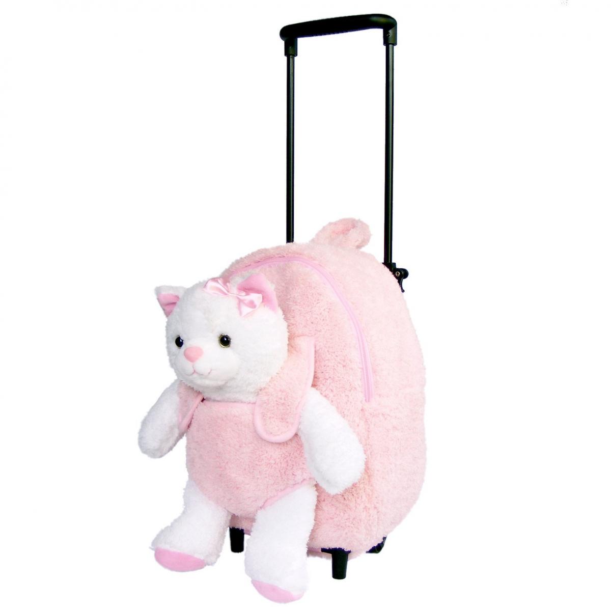 Roller Bag Kids Rolling Backpack Luggage with Removable Plush Stuffed Animal  Kitty Cat - Eventeny