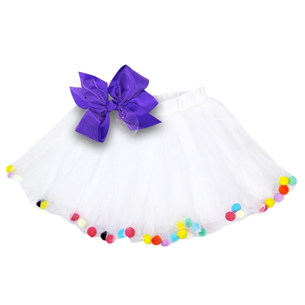 Pom Pom Tutus Girls Photo Prop Birthday Party Tutu Skirt with Bow picture