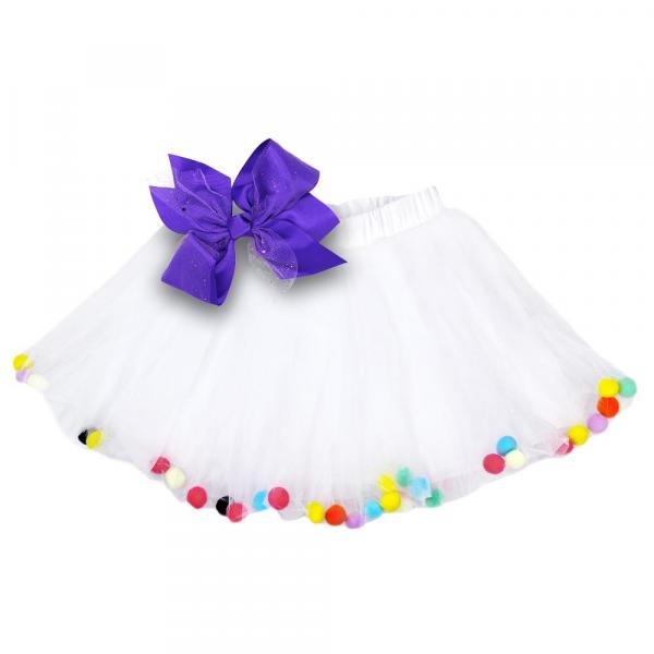 Pom Pom Tutus Girls Photo Prop Birthday Party Tutu Skirt with Bow picture