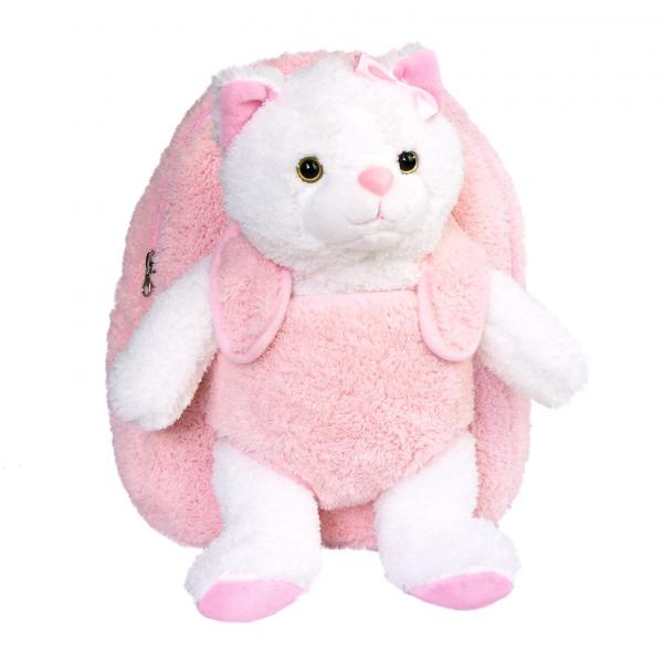 Roller Bag Kids Rolling Backpack Luggage with Removable Plush Stuffed Animal Kitty Cat picture